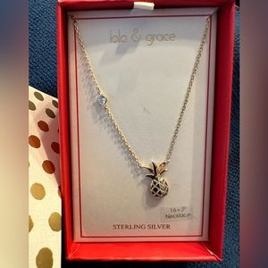 Lola & Grace 16” + 2” Pineapple necklace. Sterling silver with goldtone. New.